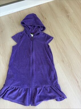 Purple Hooded Terry swim coverup